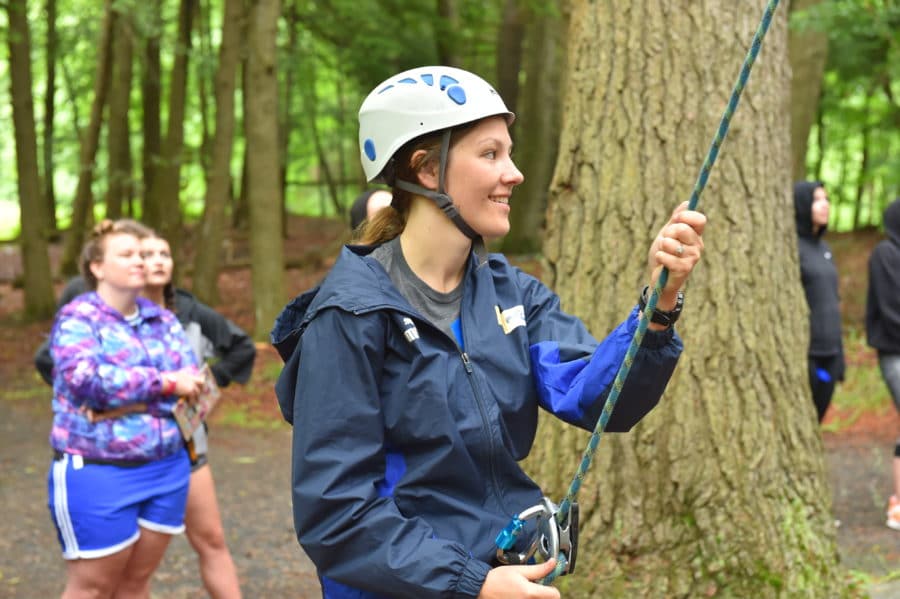 counselor taking part in outdoor activity